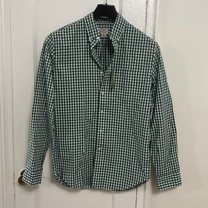 NWT JCrew Men’s Green Gingham secret Wash stretch button down shirt